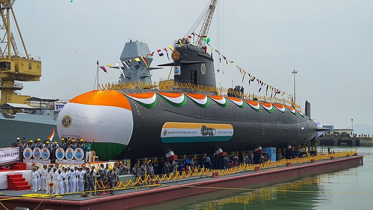 Le 20 avril 2022, le Vagsheer a été mis à l’eau en présence du secrétaire à la Défense indien © Naval Group